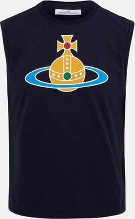 Vivienne Westwood Oversized Orb Muscle Vest Cotton Navy Blue XXL Men