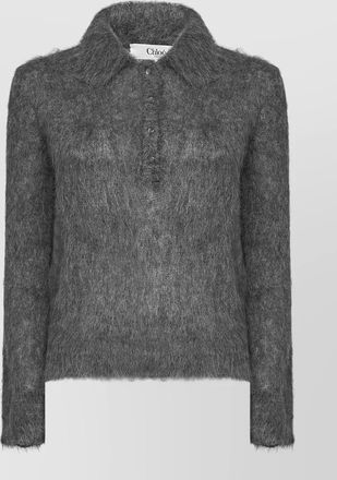 Chlo&eacute; alpaca wool slim-fit polo sweater