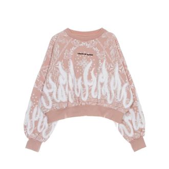 Vision Of Super Bandana Print Crop Hoodie Sweatshirt - Dames - Sweatshirts - Roze - S - Katoen - Hoodies & sweatvesten