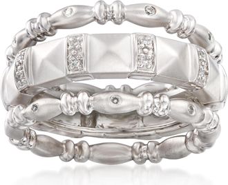 Ross-Simons Diamond Jewelry Set: 3 Stackable Eternity Bands in Sterling Silver