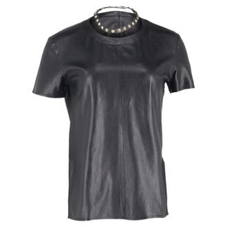 Givenchy Givenchy T-shirt met studs en choker-accent in zwart lamsleer