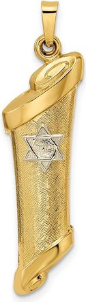 Diamond2Deal 14k Two-tone Gold Hollow Mezuzah and Star Pendant