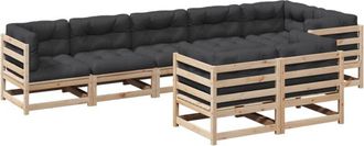 vidaXL Juego De Sof&aacute;s De Jard&iacute;n 8 Pzas Con Conjines Madera Maciza Pino Vidaxl