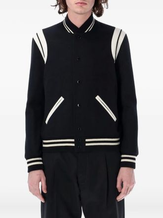 Saint Laurent Teddy bomberjack met knopen - Zwart