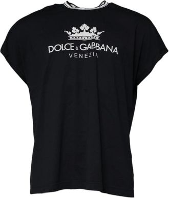 Dolce & Gabbana Kroon Logo Katoen Crew Neck T-shirt - Heren - T-shirts - Blauw - XS - Katoen - Tops