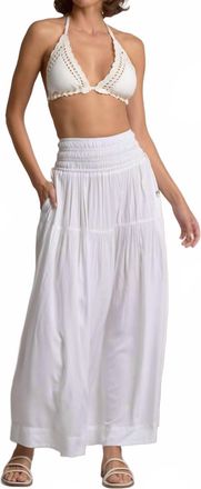 Elan Maxi Skirt With Smocked Waistband In White