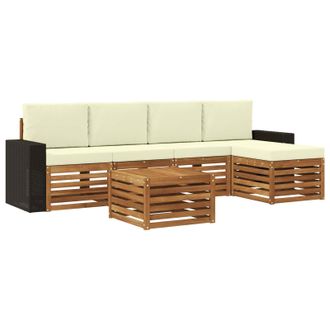 vidaXL Conjunto De Sof&aacute;s De Exterior Con Coj&iacute;n 6 Pcs Natural Y Crema Vidaxl