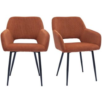 Miliboo Sedie in tessuto velluto a coste color bruciato e metallo nero (set di 2) laurette