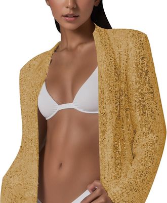 Generic Womens Sequins Cardigan Casual Oversized Long Sleeve Ladies Boyfriend Cardigan Lightweight Long Open Front Cardigans Beach Cover Up Kimonos Clubwear R