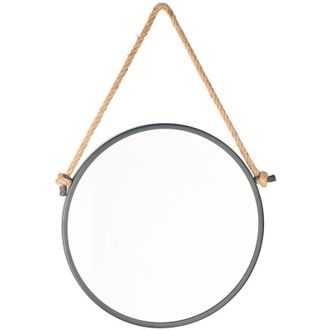 Puma Naturel - Specchio da parete rotondo con struttura in metallo 40x40 cm, Nero (ZLAN40C)