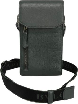 Bulgari Vintage, unisex, Groen, ONE Size, Leer, Pre-owned BB MAN Grain Calf Leather Shoulder Bag