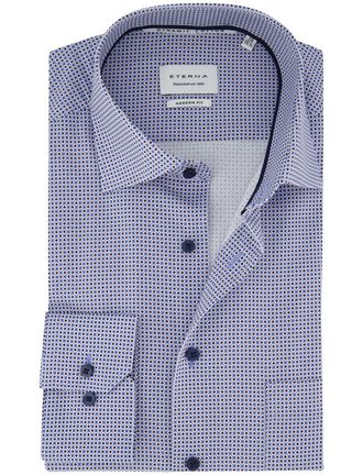 Eterna Modern Fit Eterna overhemd blauw geprint