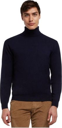 Brooks Brothers Wollen coltrui met kasjmier - Heren - Coltruien - Blauw - L - Wol - Truien & Vesten