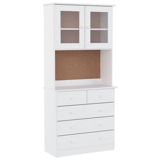 Berkfield Home Highboard ALTA White 77x35x165 cm Solid Wood Pine | Size: 77 x 35 x 165 cm