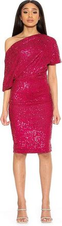 Alexia Admor Womens Alexia Admor Olivia Draped One Shoulder Sheath Dress - Dark Pink