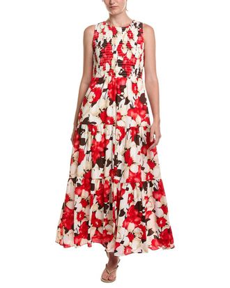 Anne Klein Smocked Bodice Tiered Maxi Dress