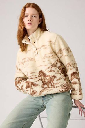 Levi's Pullover Kasey sherpa - Donna - XS - Neutral / Wild Horses Landscape For Outerwear Whisper White