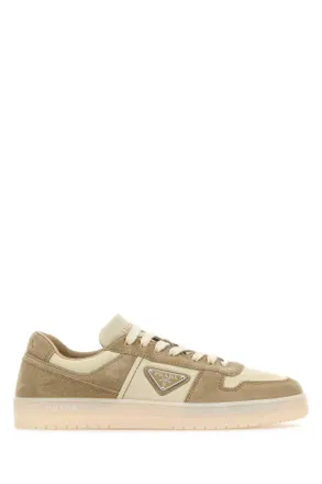 Prada Two Tone Canvas And Suede Downtown Sneakers