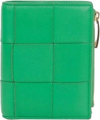 Bottega Veneta Pre-owned Wallets, female, Green, Size: ONE SIZE Pre-owned Folder Small Zipper Wallet