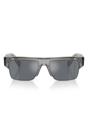 Prada 55mm Rectangular Sunglasses in Transparent /Blue/Silver at Nordstrom