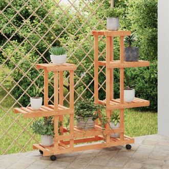 vidaXL Flower Stand with Wheels 95x25x101 cm Solid Wood Fir Vidaxl