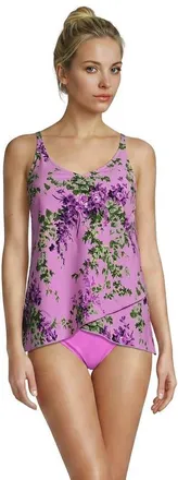 Lands End Tulip Hem Tankini Top in Pink/white Blooms at Nordstrom, Size X-Large