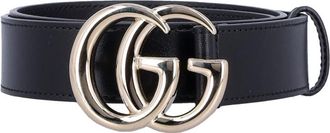 Gucci Black Logo Buckle Solid Belt