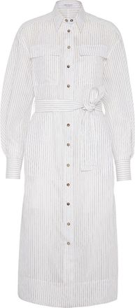 Brunello Cucinelli striped shirt midi dress - women - Polyamide/Cotton/Silk/Metallized Polyester - M - White