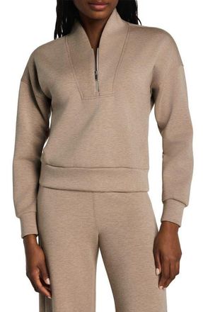 Spanx AirEssentials Shawl Collar Half Zip Pullover in Dune Heather at Nordstrom, Size 3 X