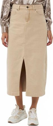 Esqualo Garment Dyed Maxi Jean Skirt In Sand