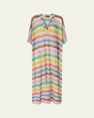 Missoni Zig Zag V-Neck Maxi Beach Dress