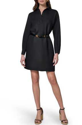 DKNY Belted Long Sleeve Polo Dress in Black - Blk at Nordstrom, Size 16