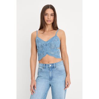 Good American Womens Dolly Butterfly Top | Indigo, Size Medium | Good American by Khlo&Egrave; Kardashian