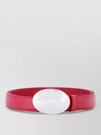 Prada oval engraved buckle leather slim belt