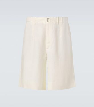 St&ograve;ffa St&ograve;ffa Belted linen Bermuda shorts