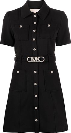 Michael Michael Kors belted shirt dress - women - Polyester/Polyester/Spandex/Elastane - 2 - Black