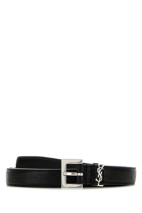 Saint Laurent Black Iconic Buckle Belt