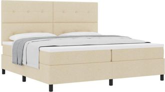 vidaXL Box Spring Bed with Mattress Cream 200 x 200 cm Fabric vidaXL
