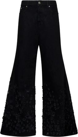 John Richmond Zwarte heren flared broek met decoratieve details - Dames - Wijde Broeken - Zwart - W25 - Katoen - Broeken