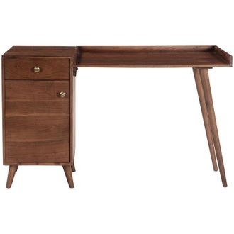 Miliboo Miliboo - Scrivania vintage con mobiletto contenitore massello di acacia L130 cm roby