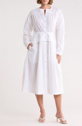 Area Stars Long Sleeve Button Front Cotton Dress in White at Nordstrom Rack, Size X-Small