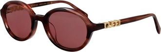 Gucci Sunglasses, female, Brown, Size: 52 MM Round Frame Sunglasses