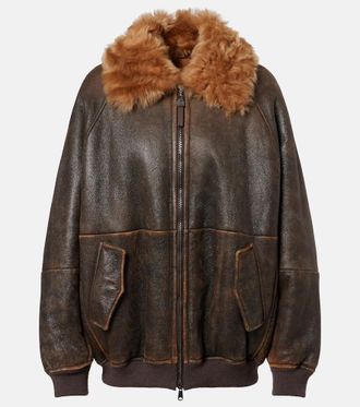 Brunello Cucinelli Monili shearling-trimmed leather blouson jacket