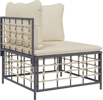 vidaXL Sofá de esquina de jardín con cojines ratán sintético beige Vidaxl