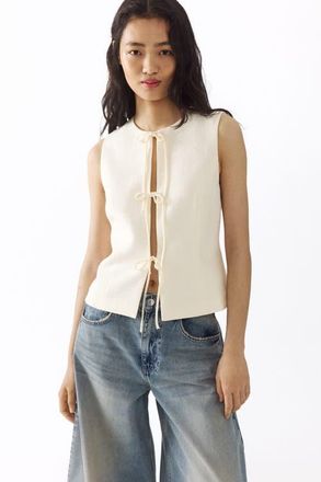 H&M Tie-detail Waistcoat in Cream at Nordstrom, Size Xx-Large