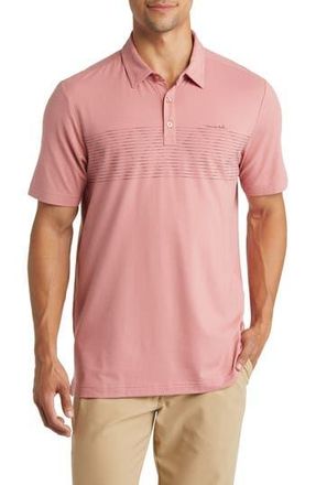 Travis Mathew Relocation Stripe Stretch Polo in Dusty Rose at Nordstrom Rack, Size X-Large