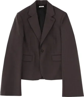 J.W.Anderson Cropped Wool Jacket with Notched Lapel and Flared Sleeves