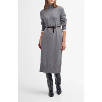 Barbour Winona Turtleneck Midi Sweater Dress in Grey Marl at Nordstrom Rack, Size Small