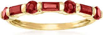 Ross-Simons Baguette and Round Garnet Ring in 14kt Yellow Gold