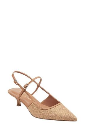 Marc Fisher Ceddy Slingback Pointed Toe Kitten Heel Pump in Light Natural at Nordstrom, Size 10